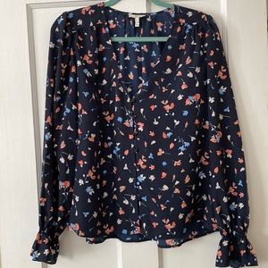 Joie Navy Floral blouse L